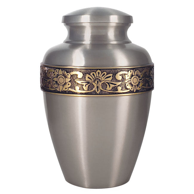 Floral Pewter Urn