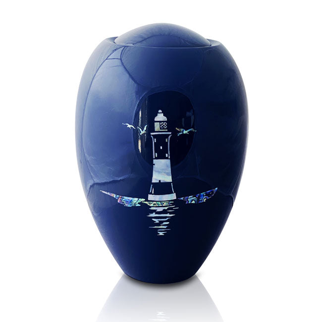 Blue Lighthouse Urn