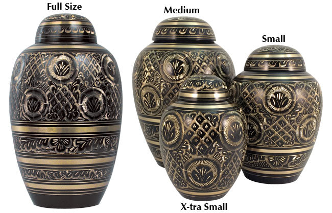 Full Size Black and Gold Urn