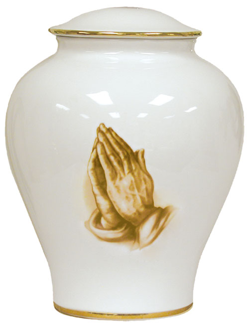 Praying Hands Porcelain Urn