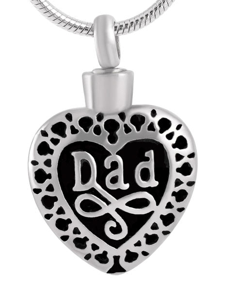 Stainless Steel Keepsake Filigree Dad Pendant