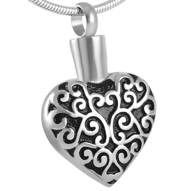 Stainless Steel Keepsake Filigree Heart Pendant