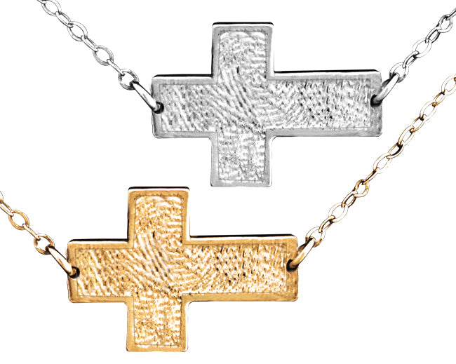 Life Print Horizontal Cross Pendant 16"