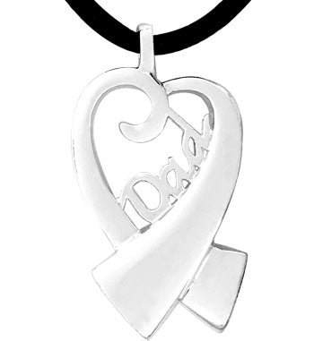 Dad Ribbon Heart Keepsake Pendant
