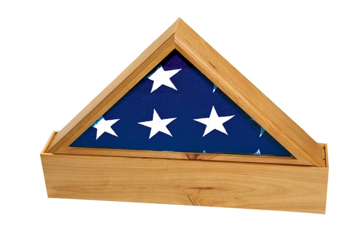 Oak Finish Flag Case & Urn Base