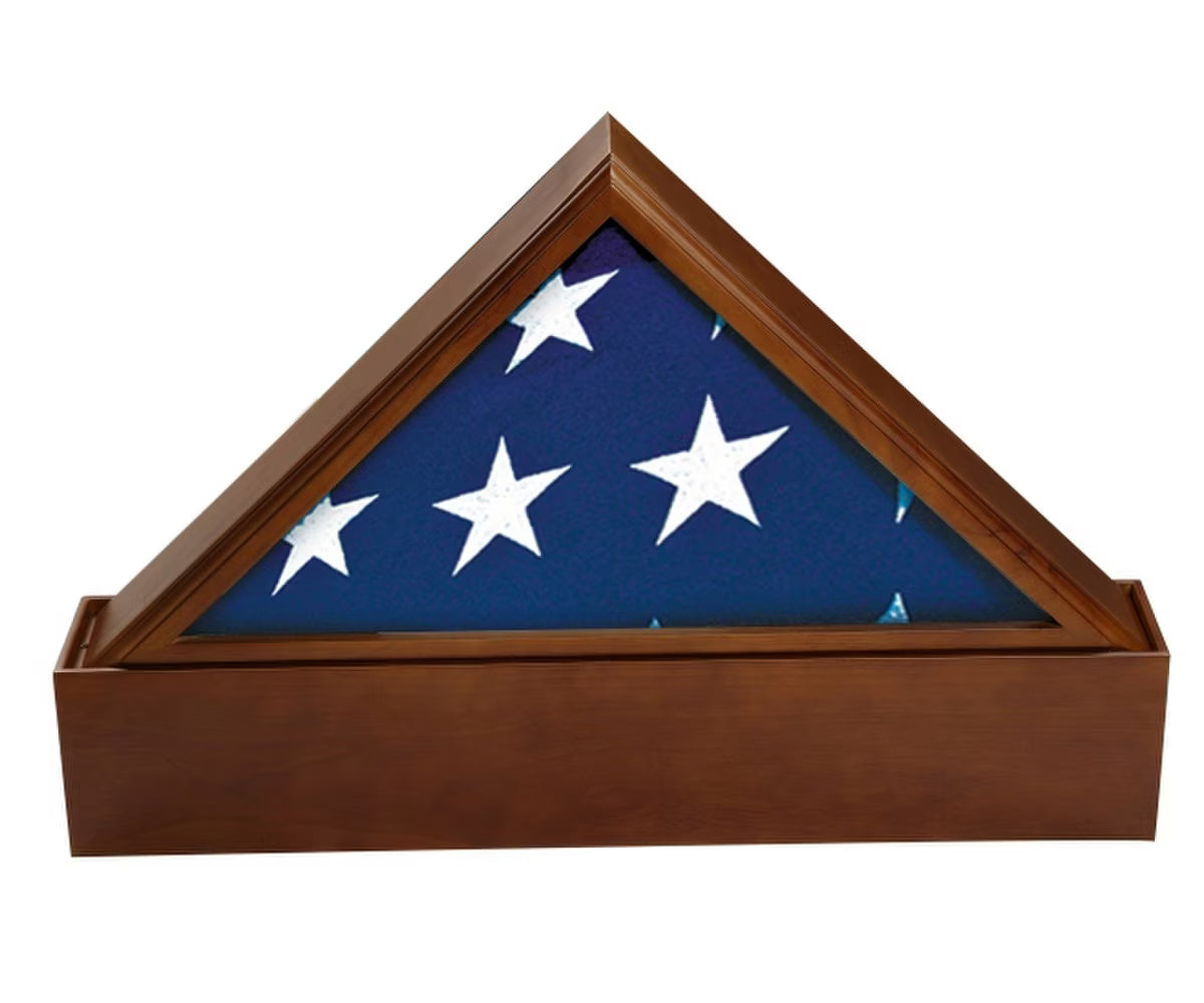 Walnut Finish Flag Case & Urn Base