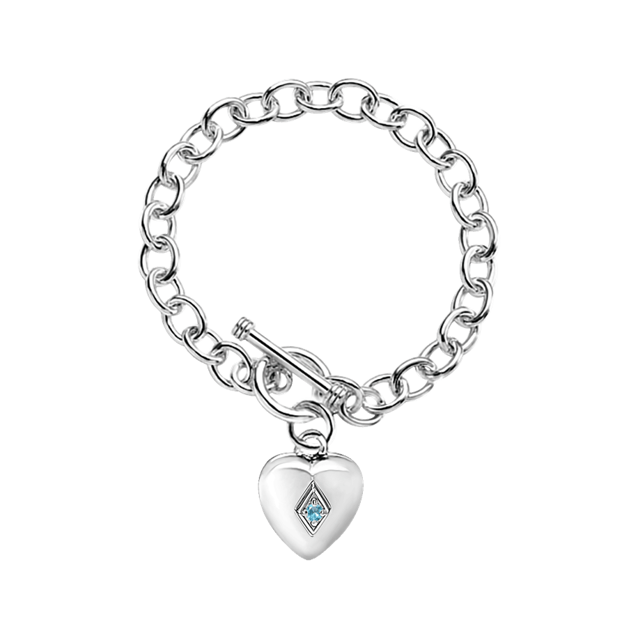 Toggle Heart Bracelet w/March Birthstone