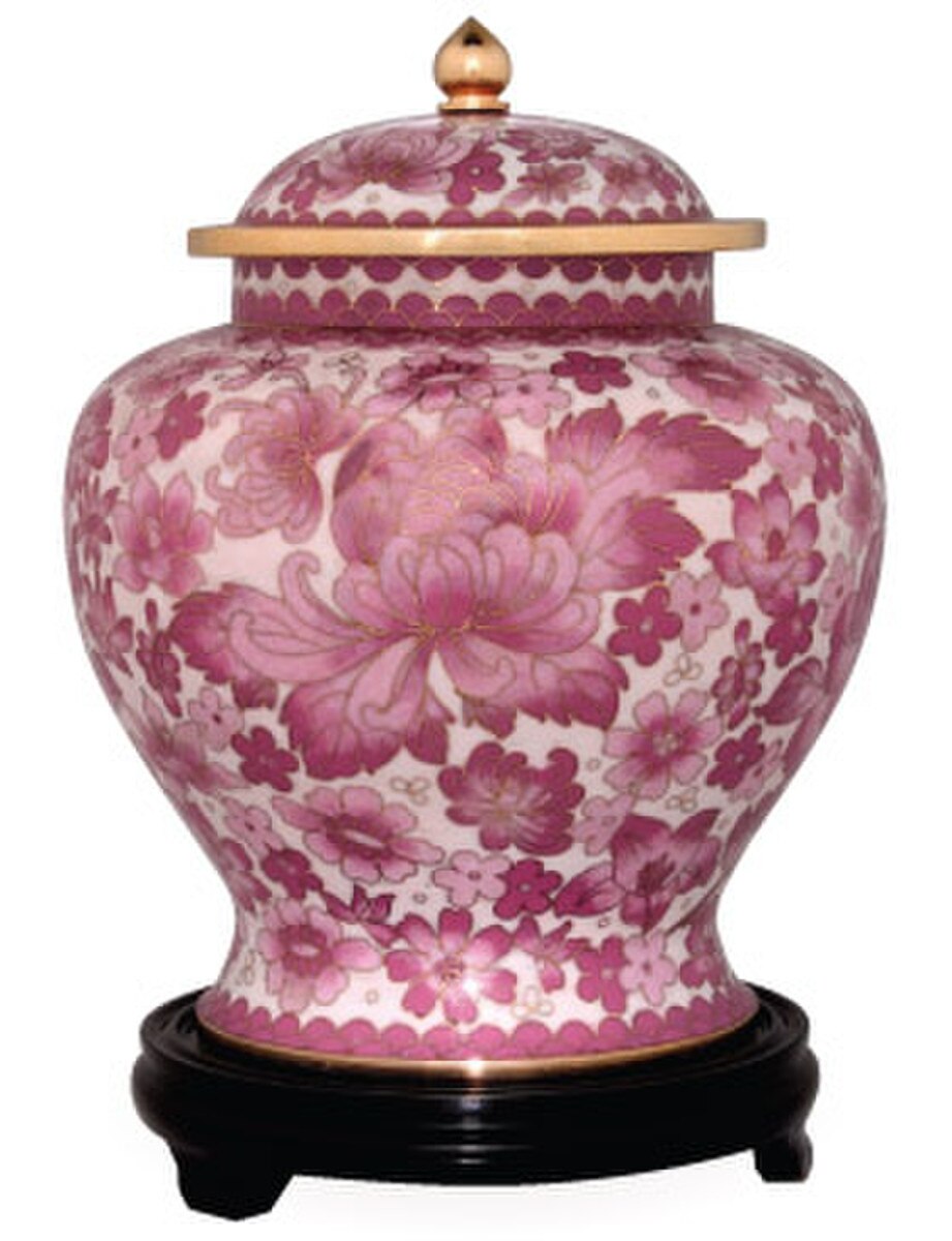 Pink Floral Cloisonné Medium Urn
