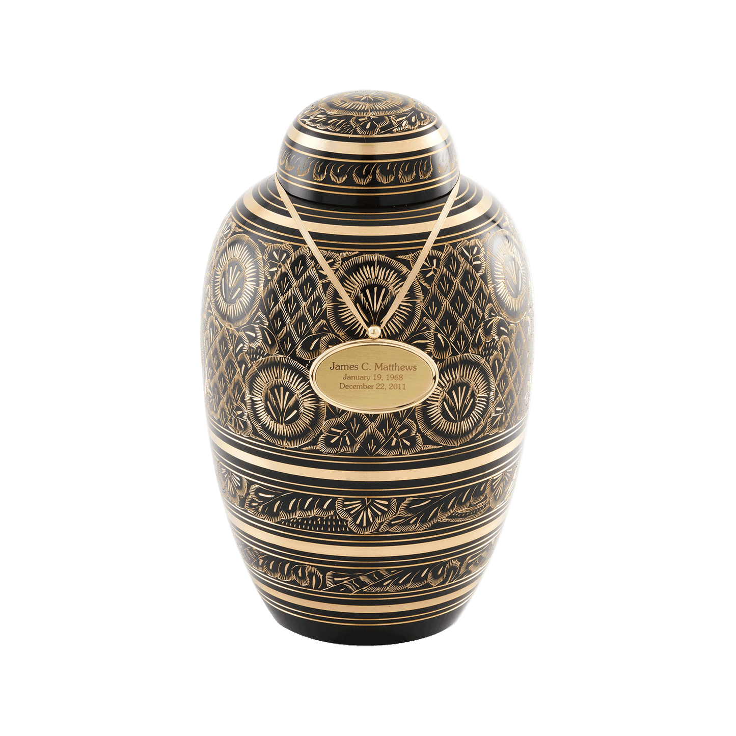 Midnight Ornate Large brass urn