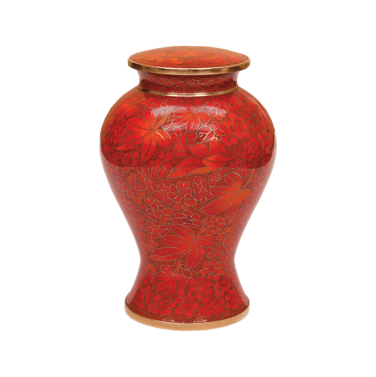 Autumn Leaves Cloisonné Urn