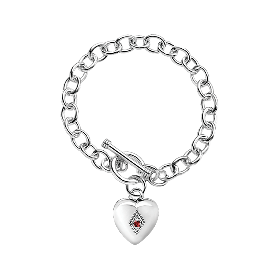 Toggle Heart Bracelet w/July Birthstone