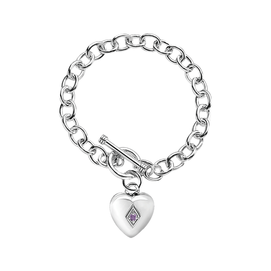 Toggle Heart Bracelet w/June Birthstone