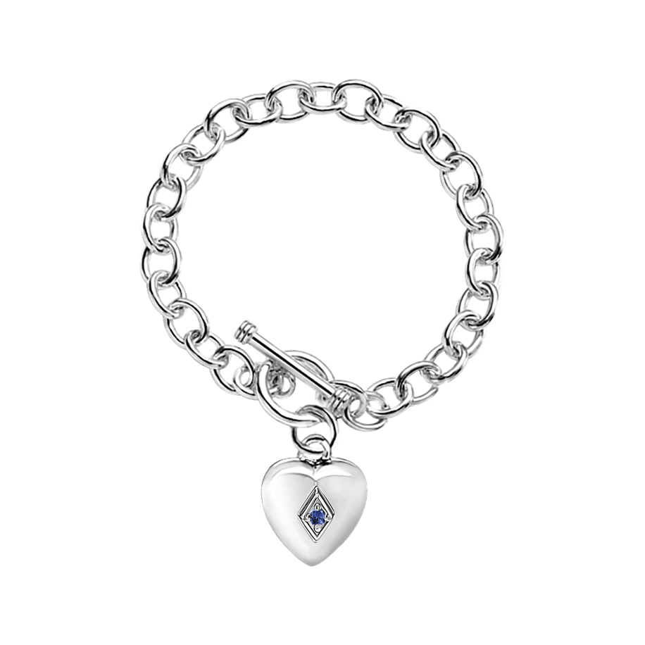 Toggle Heart Bracelet w/September Birthstone