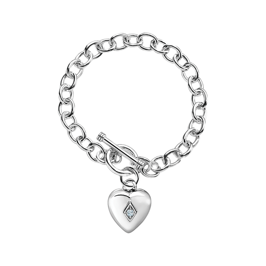 Toggle Heart Bracelet w/December Birthstone