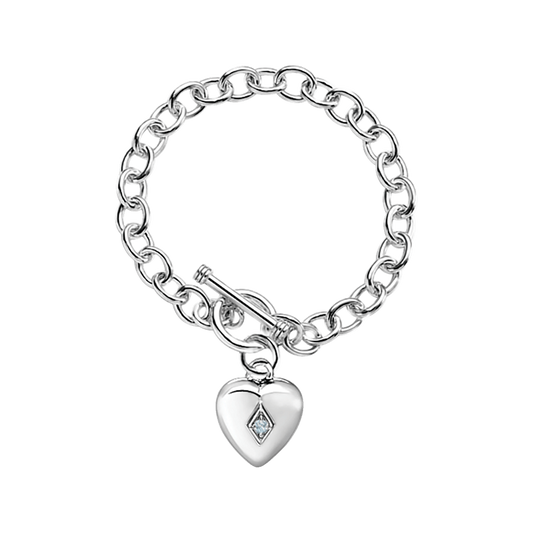 Toggle Heart Bracelet w/December Birthstone
