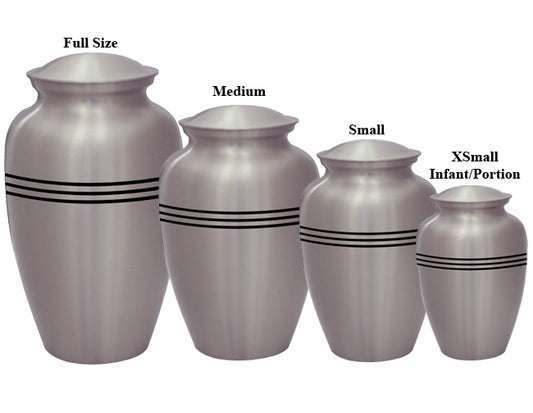 Full Size Classic Pewter with Stripes Urn