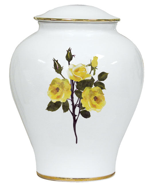 Yellow Rose Porcelain Urn