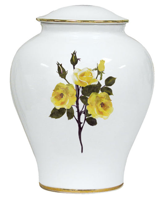 Yellow Rose Porcelain Urn