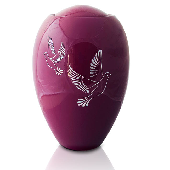 Burgundy Doves Urn