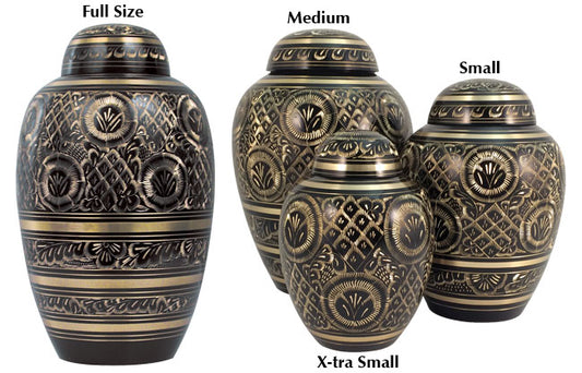 Full Size Black and Gold Urn