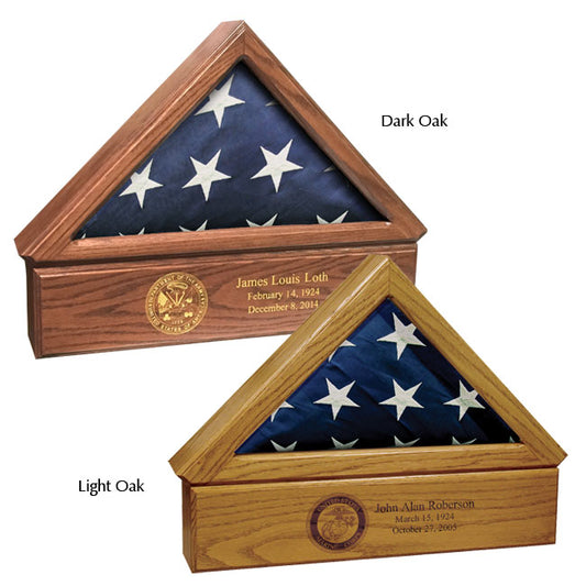 Premium Wood Flag Case Urn
