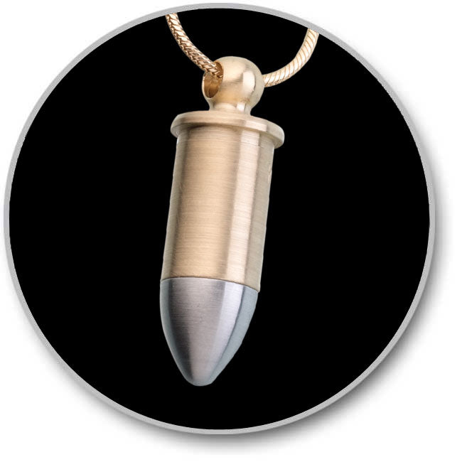 White and Bronze Bullet Keepsake Pendant