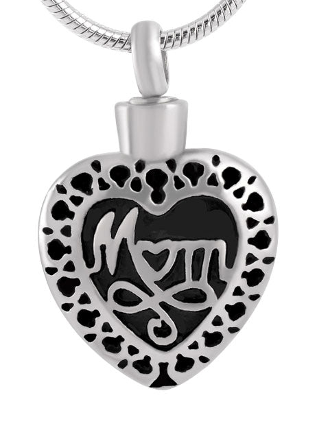 Stainless Steel Keepsake Filigree Mom Pendant