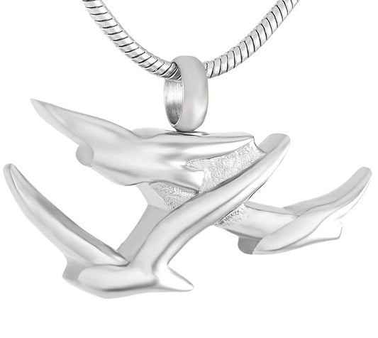 Stainless Steel Keepsake Going Home Doves Pendant