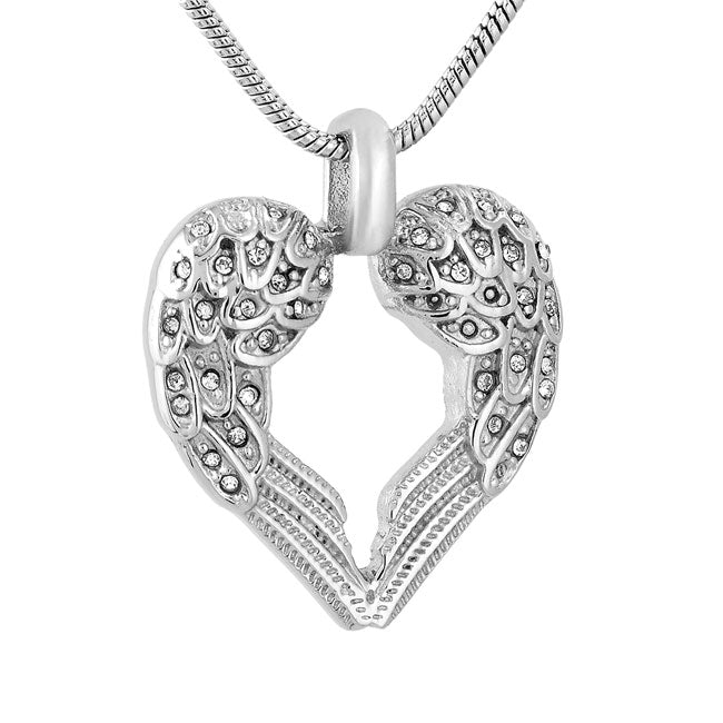 Stainless Steel Keepsake Angel Heart Wings Pendant