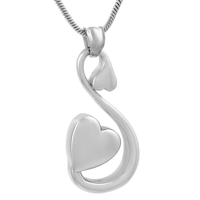 Stainless Steel Keepsake Heart Swan Pendant