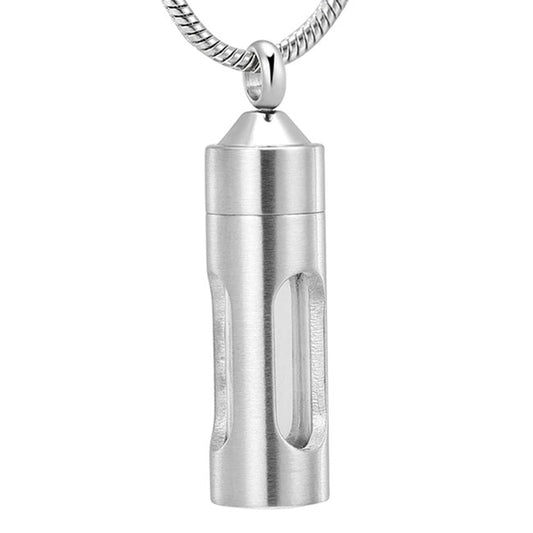 Stainless Steel Keepsake Glass Cylinder Pendant