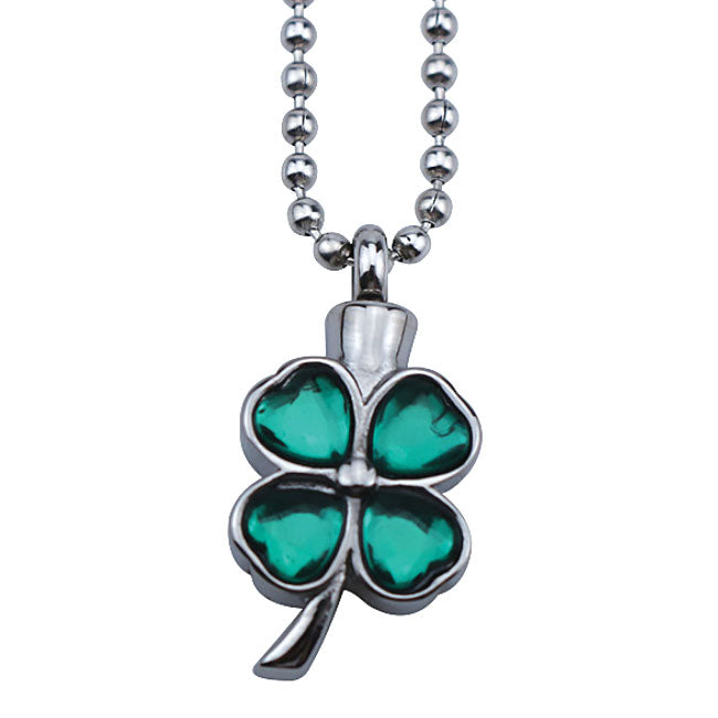 Stainless Steel Keepsake Green Four Leaf Clover Pendant