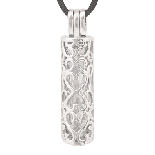 Stainless Steel Keepsake Cylinder with Glass Insert Pendant