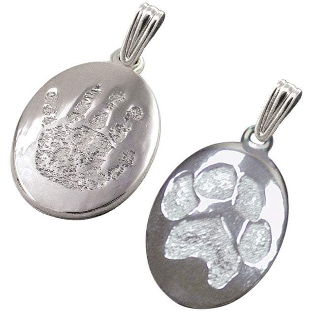 Life Print Oval with Handprint/Footprint/Pawprint Pendant