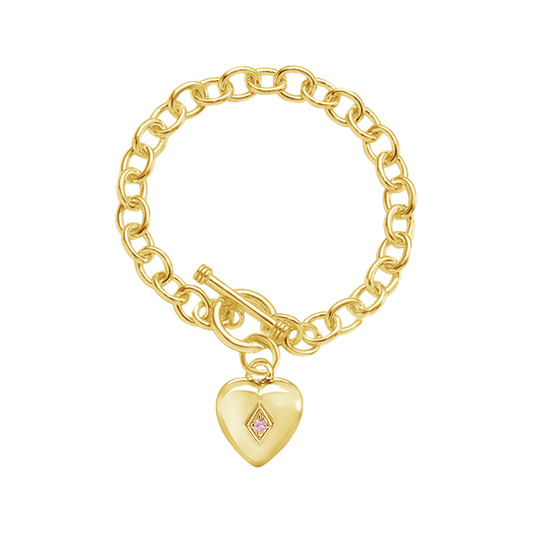 Toggle Heart Bracelet w/October Birthstone