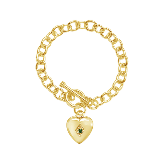 Toggle Heart Bracelet w/May Birthstone