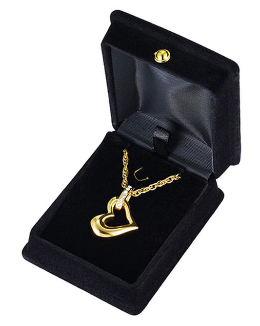 Gold Crystal Heart Keepsake Pendant