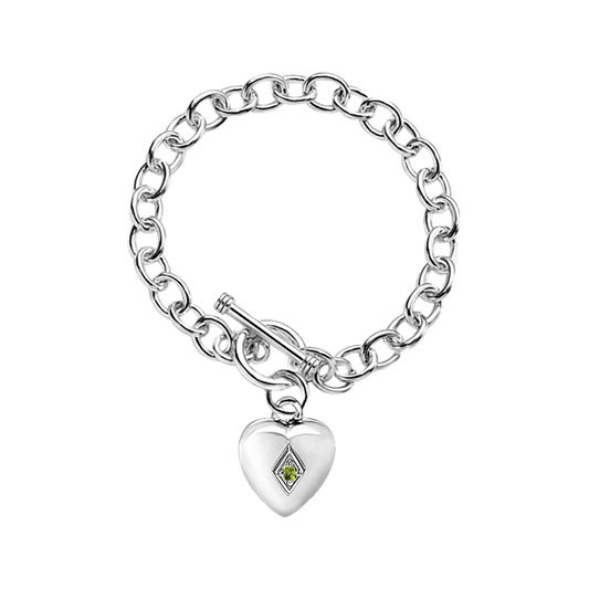Toggle Heart Bracelet w/August Birthstone