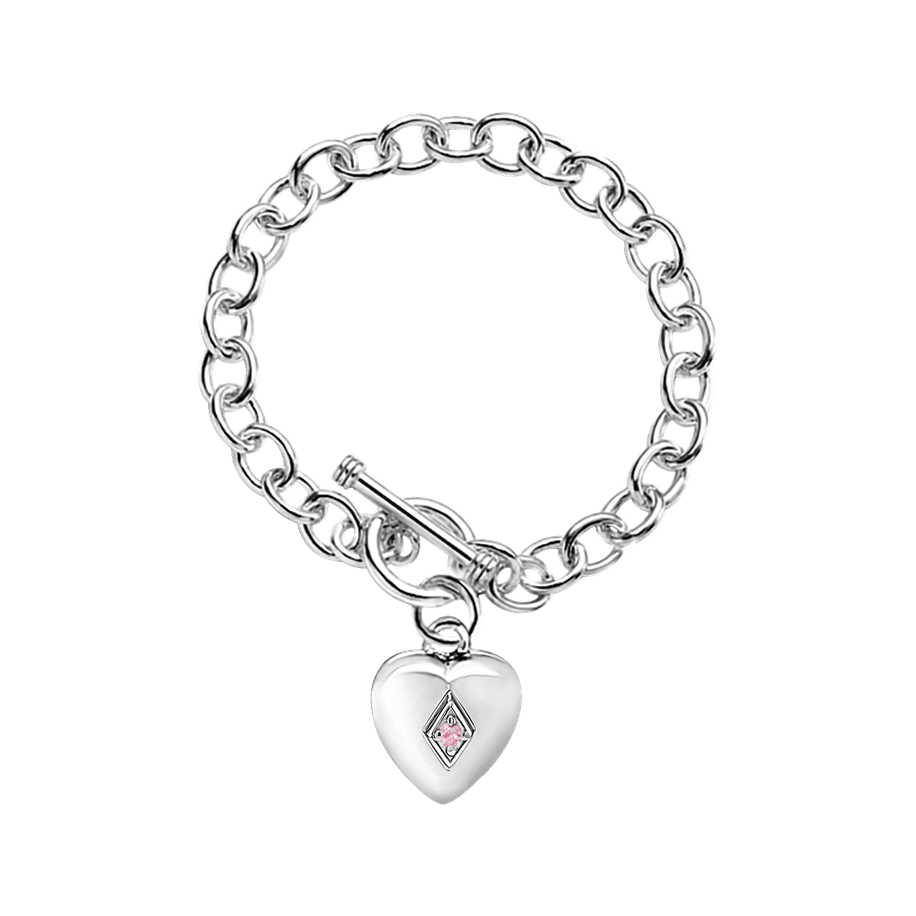Toggle Heart Bracelet w/October Birthstone