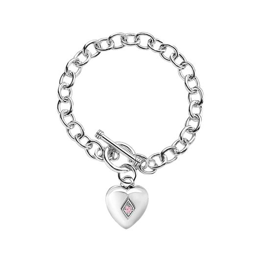 Toggle Heart Bracelet w/October Birthstone