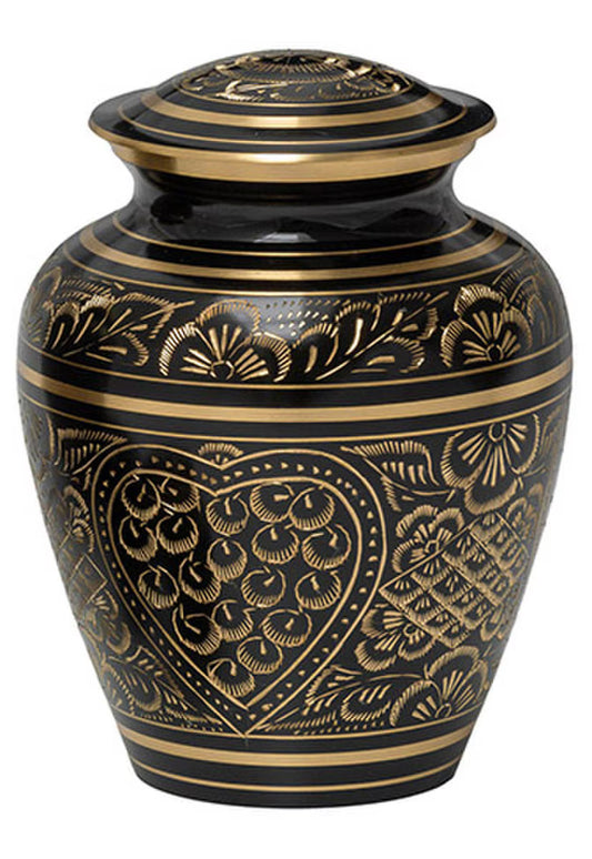 Etched Ebony Medium Brass Urn