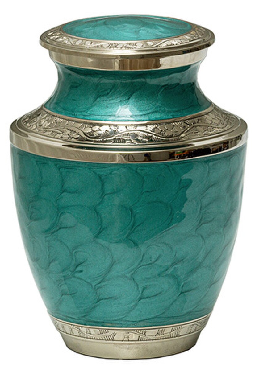 Mother of Pearl Aqua Medium Urn