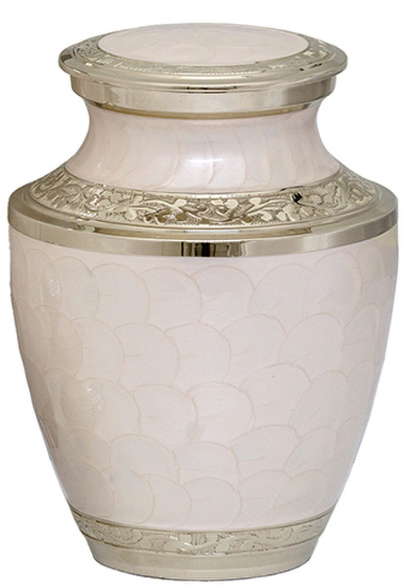 Mother of Pearl Silver Medium Urn