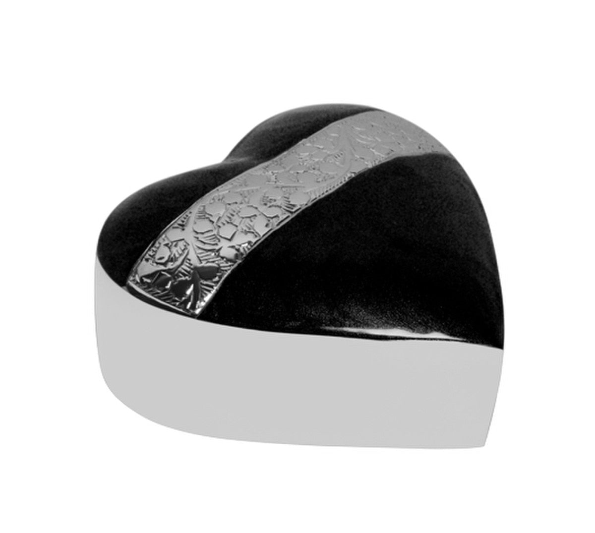 Mother of Pearl Black Silver Heart Keepsake
