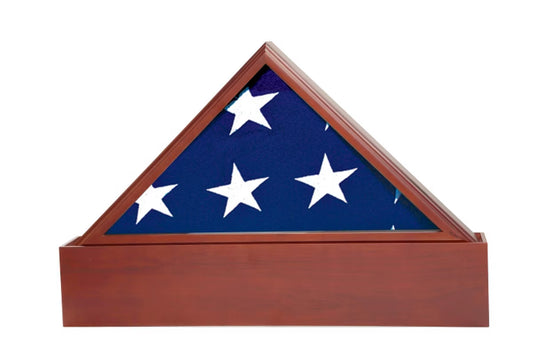 Cherry Finish Flag Case &amp; Urn Base