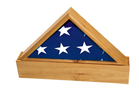 Oak Finish Flag Case & Urn Base