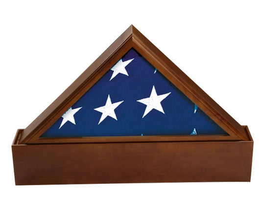 Walnut Finish Flag Case & Urn Base