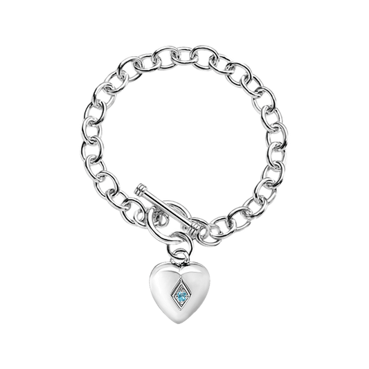 Toggle Heart Bracelet w/March Birthstone