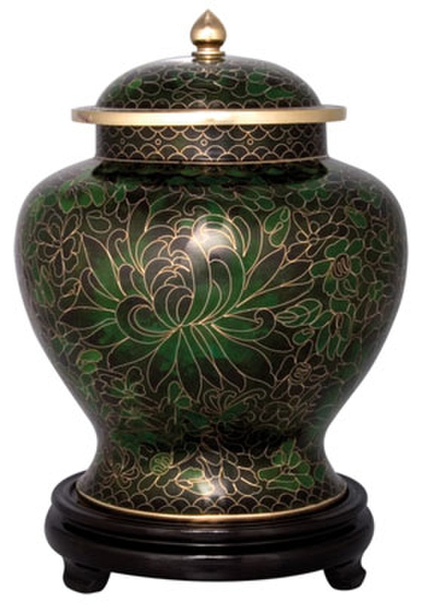 Forest Green Cloisonné Urn