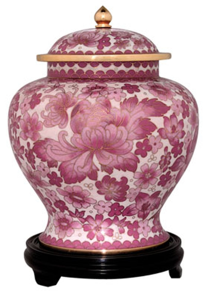 Pink Floral Cloisonné Urn
